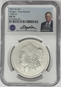 2023 Fiji 1884-CC Morgan Dollar NGC MS 70 Early Releases David Ryder Signed - Picture 1 of 2