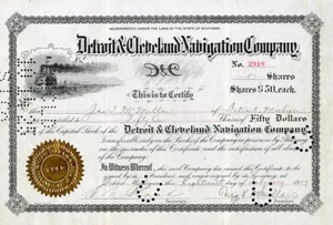1909 Detroit & Cleveland Navigation Aktienzertifikat - Bild 1 von 1