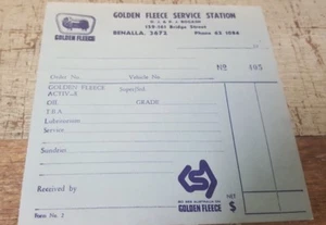 1960s GOLDEN FLEECE Oil Co. BENALLA Australia Original INVOICE - NOS - Picture 1 of 1