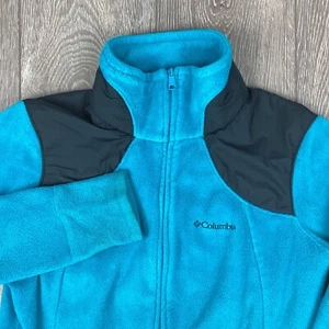Chaqueta Columbia polar cremallera completa verde azulado para mujer cálida al aire libre - Imagen 1 de 7