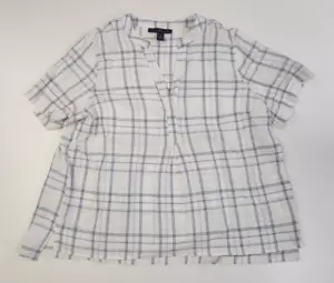 GLORIA VANDERBILT camicetta da donna bianca taglia XL X-Large top colletto collo a V NUOVA - Foto 1 di 3