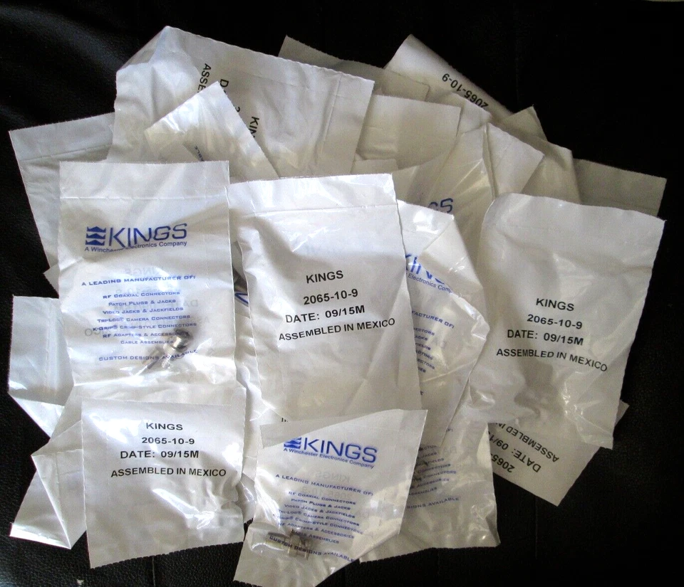 BNC Male Crimp Connector KINGS 2065-10-9 75 Ohm Gold Plated Pin Mil Spec Quality - Image 1 of 3