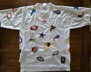 Reebok NFL Jersey Mens L White All 32 Team Logo Football Chiefs Ravens Titans - Picture 1 of 7