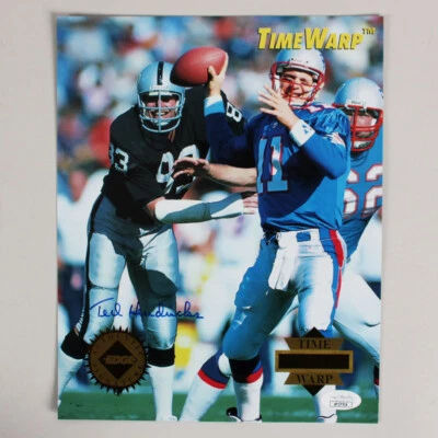 Ted Hendricks Signed Photo Card 1995 Collector's Edge Time Warp 8x10 Raiders ... - Image 1 of 4