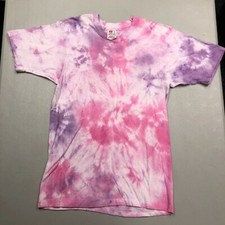 Vintage Hanes Tag Single Stitch Purple Tie Dye size S Small T Shirt Vtg Tee