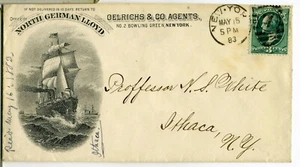 POSTAL – ADVERTISING COVER ILLUSTRATED NORTH GERMAN LLOYD AGEN TS NEW YORK 1883 - Picture 1 of 2