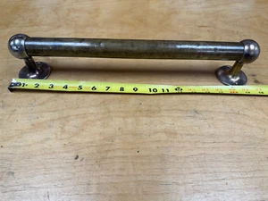 Vintage Towel Bar , Brass Tubing, Nickel Plated Supports, Awesome Patina - Picture 1 of 7