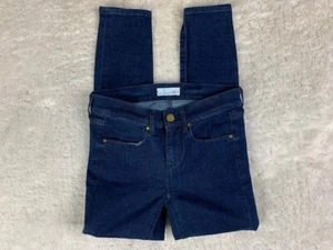 Pantalones de mezclilla ajustados elásticos de tiro bajo elásticos lavados oscuros talla Loft 25 0 para mujer - Imagen 1 de 4
