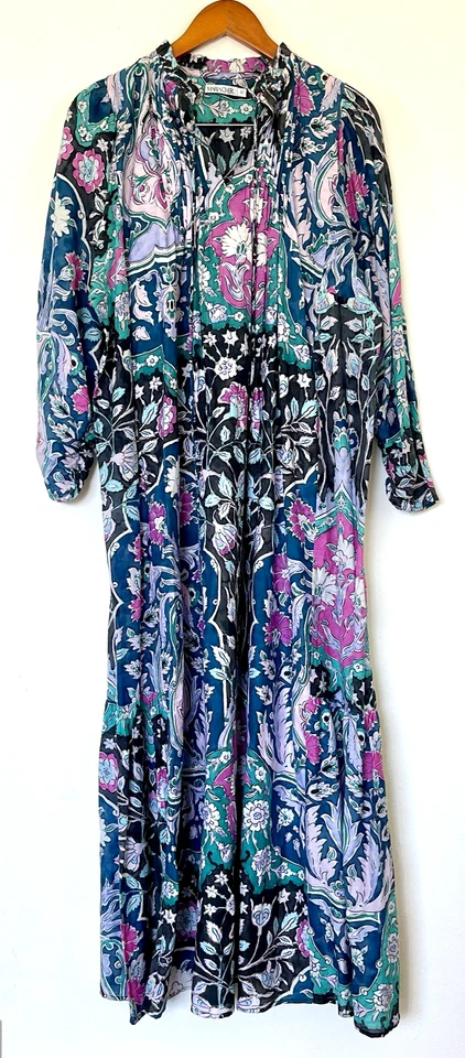 Maria Cher Algie 棉丝绸长裙 M 码浅波西米亚嬉皮吉普赛节 — 第 1/4 张图片