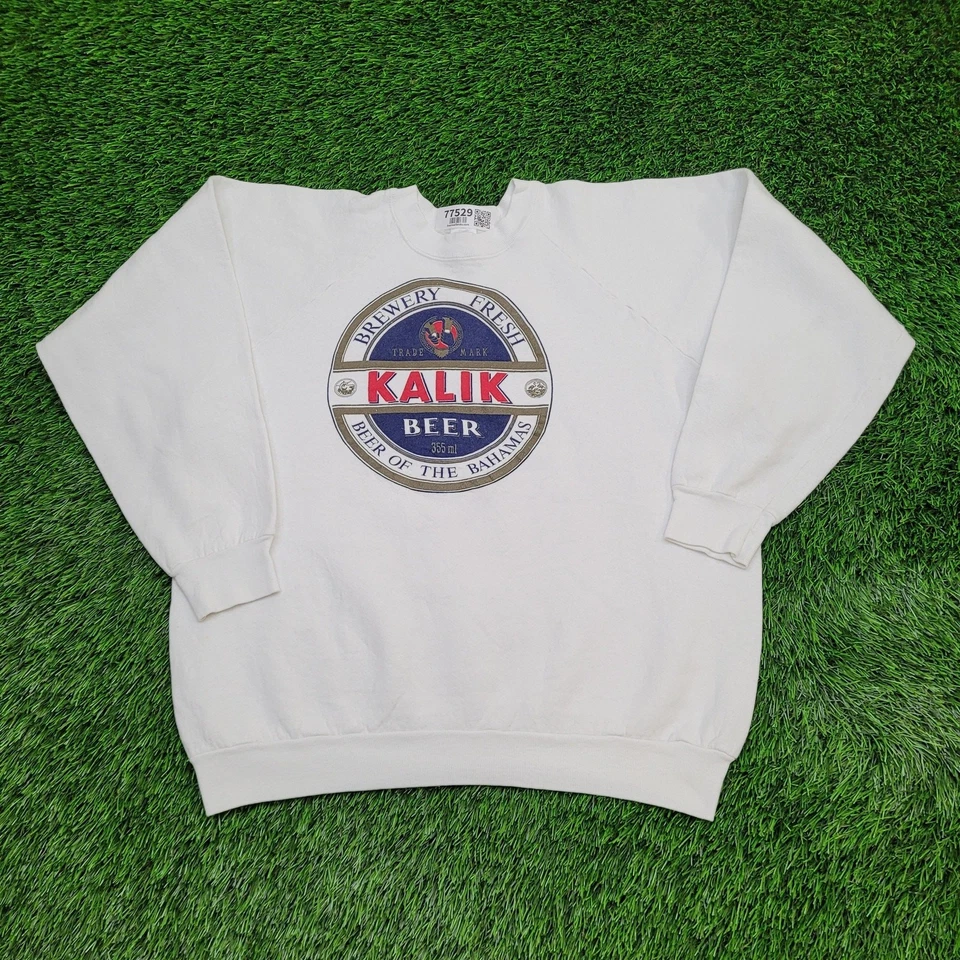Vintage 90s Kalik Beer Sweatshirt Womens XL 22x22 Boxy White - Image 1 of 4
