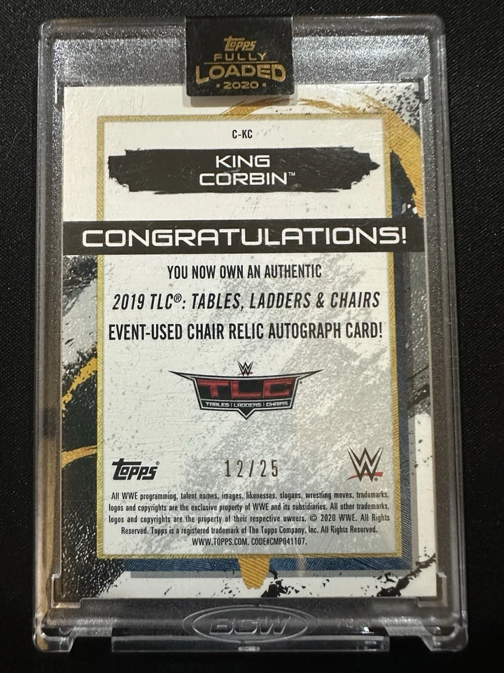 2019 Topps WWE Fully Loaded Baron King Corbin Chair Patch Auto Purple /25 TLC - Image 1 of 1