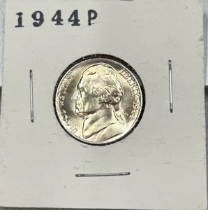 1944-P Jefferson Silver War Nickel Five Cent 5c Philadelphia US Coin UNC BU - Picture 1 of 2