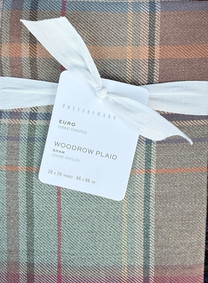 Pottery Barn Woodrow Plaid Euro Sham In Green Multi - Image 1 of 1