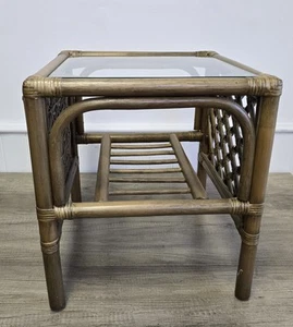 Vintage Bamboo Cane Bentwood Side Table Plant Stand Boho Scandi Conservatory - Picture 1 of 7