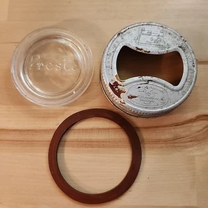 Tapa de latas de pajarita de aluminio vintage con inserto de vidrio Presto - Imagen 1 de 8