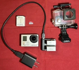 GoPro Hero 3 Plus Silver Action Camera w/ Three (3) Batteries & Charger - Picture 1 of 12