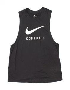 NIKE Womens Dri Fit Graphic Vest Top UK 12 Medium Black Polyester PO02 - Picture 1 of 3