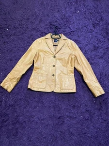 Chaqueta de Cuero Marrón GAP Vintage Años 90 XS Mujer Niñas Unisex Rara Y2K Desteñida al Sol - Imagen 1 de 18