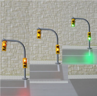 4 x N scale traffic light signals crossing walk model railroad LED pedestrian #O - Image 1 of 4