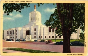 Vintage Leinen Postkarte State Capitol Salem Oregon Foto von Wesley Andrews - Bild 1 von 2