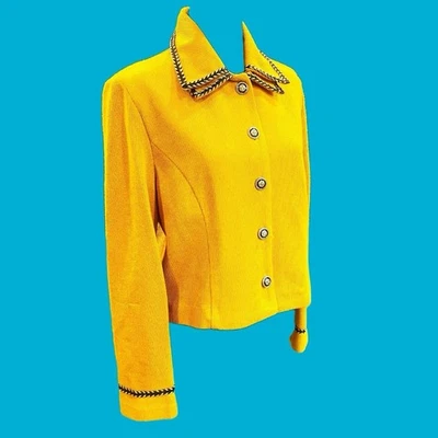 Chaqueta Blazer Cottagecore Estilo Años 60 Vintage Años 90 Oro Amarillo Jessica Howard Foto 1 de 4