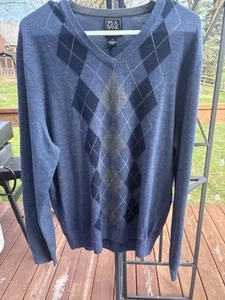 jos a bank Traveler Merino Wool Sweater NWT Blue Argyle XL - Picture 1 of 5