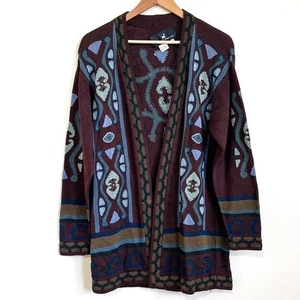 Peruvian Connection Women Sweater Jacket Medium Brown Artsy Lagenlook Boho Lagom - Picture 1 of 10