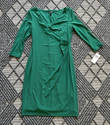 LAUREN RALPH LAUREN Women’s Green DRAPED STRETCH Dress Sz 6p NWT - Image 1 of 4