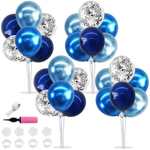 4 Set Metallic Blue Silver Balloon Stand Centerpiece Table Decorations for Me... - Bild 1 von 7