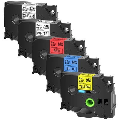 5PK Compatible con Brother P-Touch TZ151 251 451 551 651 Cinta de Etiqueta 24mm Foto 1 de 4
