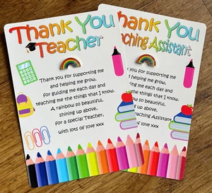 Thank You Teacher End Of Term Year Gift Present Ideas Keepsake Lanyard Badge - Picture 1 of 10
