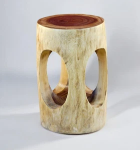 Wood Side Table Solid Wood Night Table Flower Stand Tree Trunk round New - Picture 1 of 4