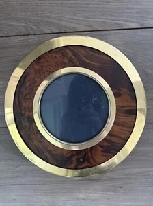 Vintage 1970’s Italian Burl Wood And Brass Picture Frame - Picture 1 of 8