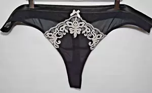 NWT Adore Me Black Thong Embroidery Panty 3XL 3X Discreet Ship - Picture 1 of 7