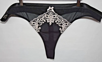 NWT Adore Me Black Thong Embroidery Panty 3XL 3X Discreet Ship - Image 1 of 4