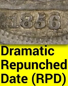 1856-O 10c NGC XF45 Repunched Date $600-PCGS-PG FS-301 R-4 Sharp RPD Seated Dime - Picture 1 of 8