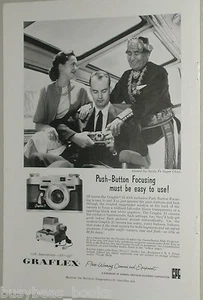 1957 GRAFLEX advertisement for Graphic 35 camera, Santa Fe Super Chief Indian - Bild 1 von 3