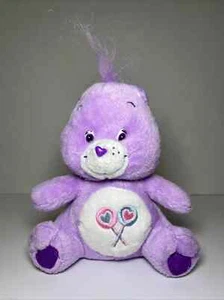 Care Bears Share Bear Plush Purple Lollipops & Hearts 8" 2003 Vintage - Picture 1 of 5