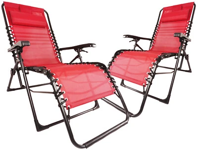 Sonnenliege Gartenstuhl Strandliege Relax 2er Set Liegestuhl rot faltbar - Bild 1 von 4