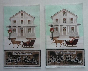 Fabric Cotton Winter Sleigh Rides 2 Pieces size 6 7/8 " x 4 1/8" Quilt Sewing - Picture 1 of 3