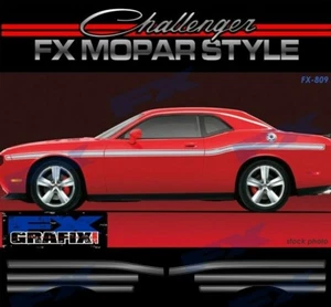 2008 - 2023 Dodge Challenger 70's Retro Mopar Style Body Side Stripe Kit #1 - Picture 1 of 2