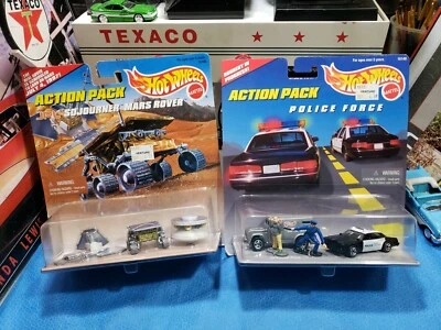  New In Package LOT OF 2  Hot Wheels Action Pack POLICE AND MARS ROVER NICE 👌  - Image 1 of 4