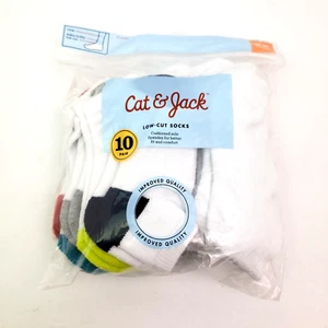 Cat & Jack Boys Size 2-3T White Low Cut Socks 10 Pair - Picture 1 of 5