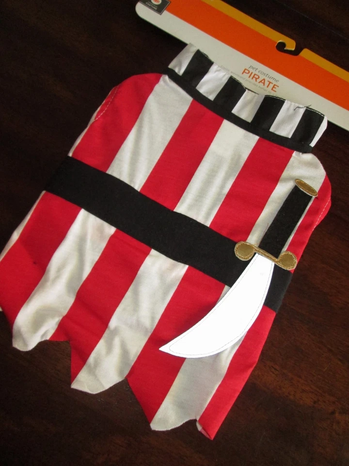 Pet DOG PIRATE COSTUME L Striped Suit LARGE NEW Halloween  - Image 1 of 1