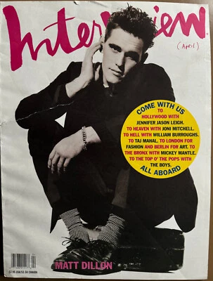 INTERVIEW MAGAZINE -- APRIL 1991  -- MATT DILLON COVER Foto 1 de 3