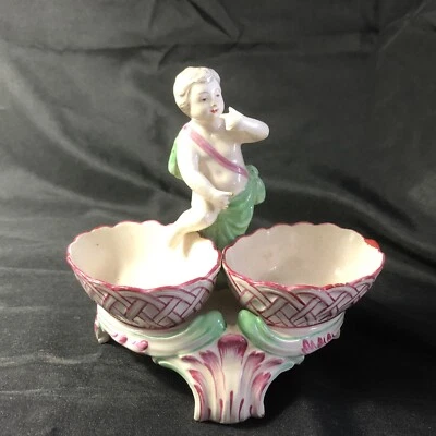 Candy/nut 2 Cupped Cupids Sceaux French Earthenware - Image 1 of 4
