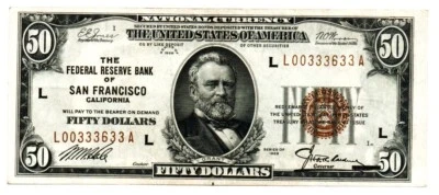Fr. 1880-L $50 1929 Federal Reserve Bank Note. - Image 1 of 2