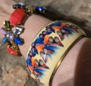 Bracciali Set 2 Colorati Floreali Fata Farfalla 1 Bracciale 1 Bracciale Elastico - Foto 1 di 10