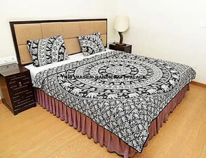 Indian Mandala Filled Quilted Quilt Blanket Reversible Doona Set Handmade Cotton - Picture 1 of 4