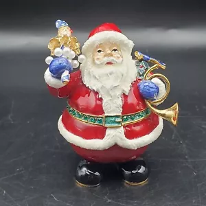 Santa Jeweled Trinket Box with Austrian Crystals. Heavy - Picture 1 of 9